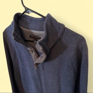 Banana Republic Men's Navy Heather Zip-Neck Sweater